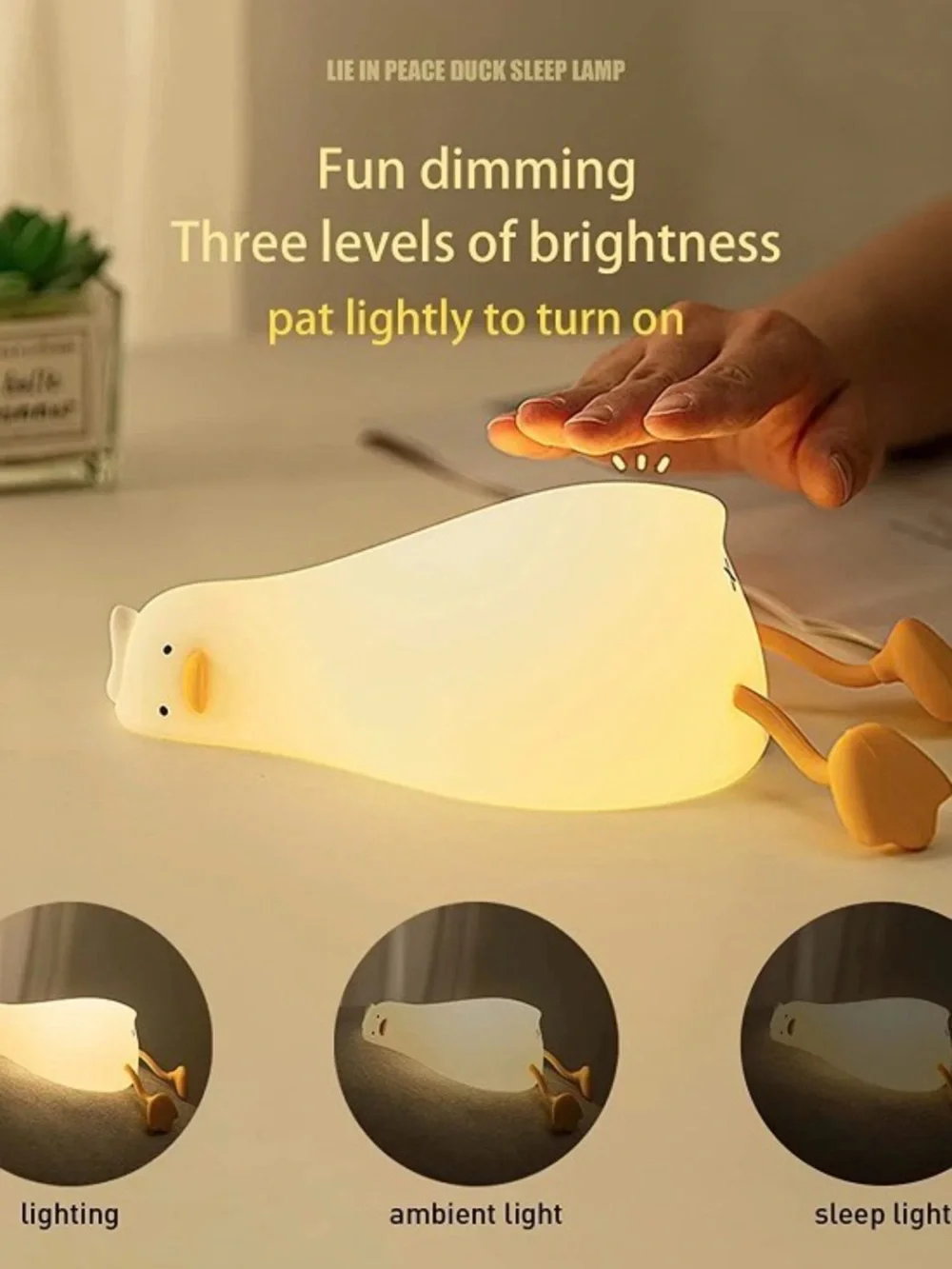 Lying Flat Duck Night Light LED Squishy Duck Lamp Cute Light Duck Silicone Dims